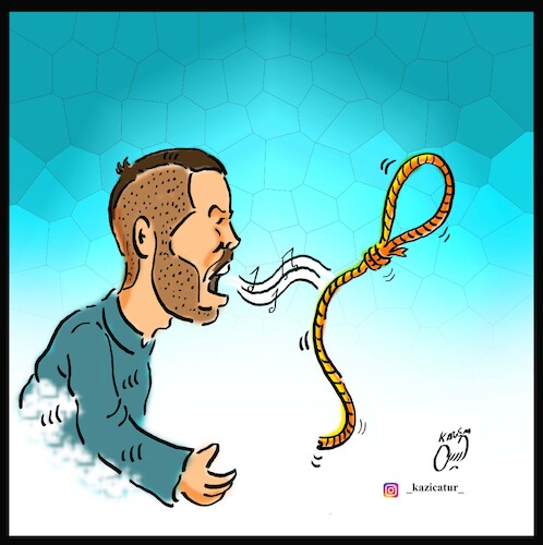 Cartoon: toomaj salehi (medium) by Hossein Kazem tagged toomaj,salehi
