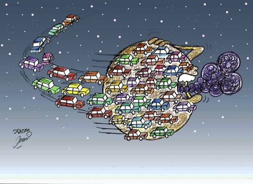 Cartoon: traffic in earh (medium) by Hossein Kazem tagged traffic,in,earh