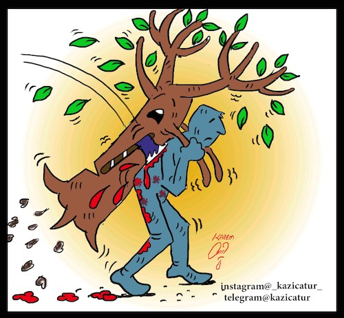 Cartoon: tree (medium) by Hossein Kazem tagged tree