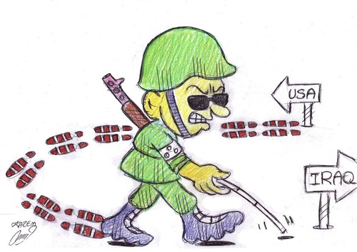 Cartoon: usa in iraq (medium) by Hossein Kazem tagged usa,in,iraq