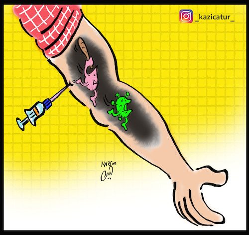 Cartoon: vaccine (medium) by Hossein Kazem tagged vaccine