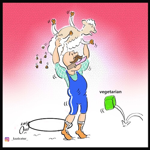 Cartoon: vegetarian v kurban (medium) by Hossein Kazem tagged vegetarian,kurban