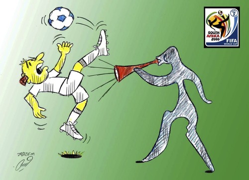 Cartoon: voice in world cup 2010 (medium) by Hossein Kazem tagged voice,in,world,cup,2010