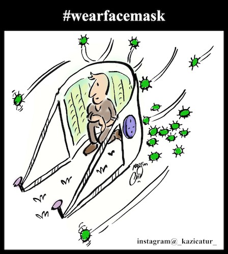 Cartoon: wearfacemask (medium) by Hossein Kazem tagged wearfacemask