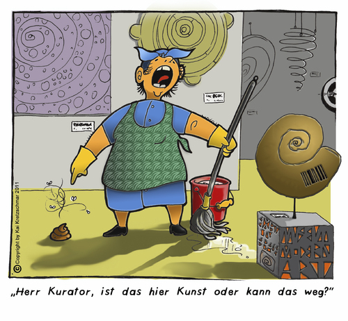 Cartoon: Kunst und Kacke (medium) by kunstkai tagged kot,haufen,scheiße,museum,art,documenta,modern,kacke,kunst,mist,gestank,fäze,kultur,putzfrau,kurator