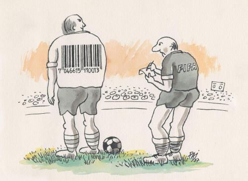 Cartoon: football 6 (medium) by penapai tagged sport,schiedsrichter,fifa,code,fußballspieler,strichcode,ware,nummer,einkaufen