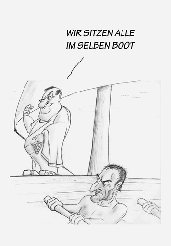 Cartoon: Das selbe Boot (medium) by philipolippi tagged rom,sklaven,boot,schiff