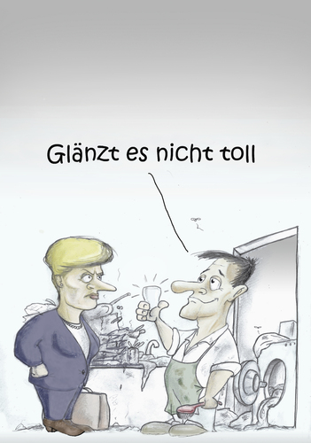 Cartoon: Der perfekte Hausmann (medium) by philipolippi tagged hausmann,mann,und,frau,abwasch
