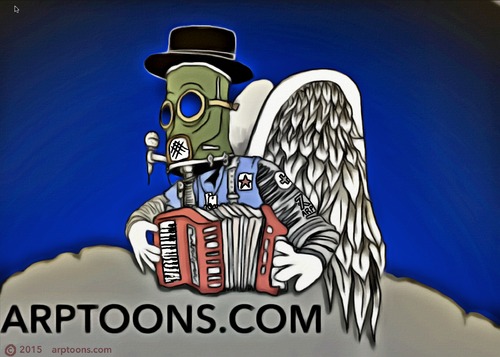 Cartoon: Angel with accordion  and hat (medium) by tonyp tagged arp,angel,hat,wings,accordion