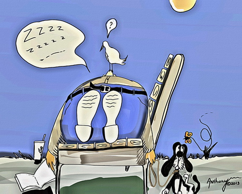 Cartoon: Basking (medium) by tonyp tagged arp,arptoons,wacom,cartoons,sleep,park,bird,dreaming