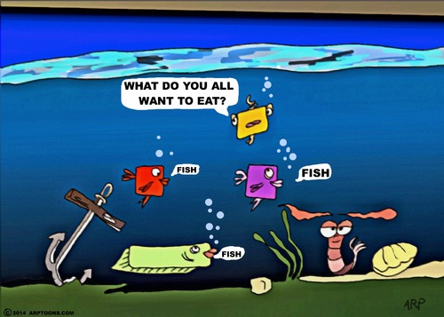 Cartoon: Dinner Time (medium) by tonyp tagged arp,fish,square,dinner,arptoons