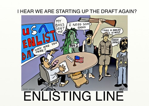 Cartoon: Draft Line in  USA (medium) by tonyp tagged arp,enlist,draft,line,arptoons