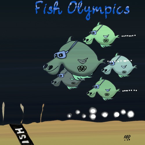 Cartoon: Fish Olympics (medium) by tonyp tagged arp,fish,olympics,arptoons,tonyp,life
