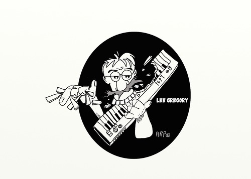 Cartoon: LEE GREGORY Song Writer (medium) by tonyp tagged arp,lee,gregory,key,board,writter