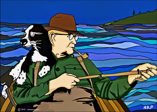 Cartoon: Man and his Dog Fishing (medium) by tonyp tagged arp,dog,fishing,arptoons,boating,water