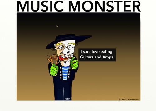Cartoon: MUSIC MONSTER (medium) by tonyp tagged arp,music,monster,eating,amp,guitar,arptoons