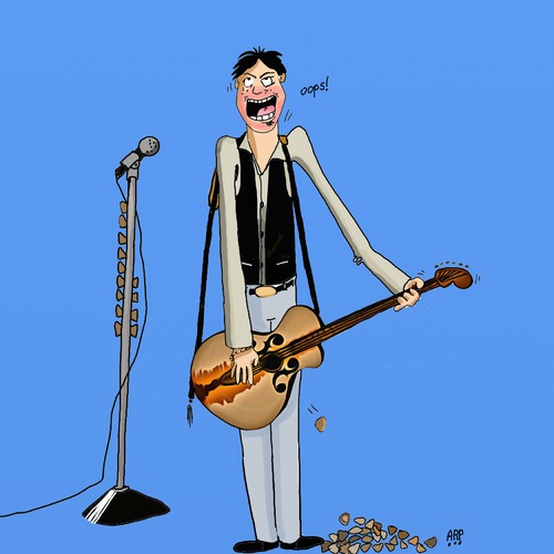 Cartoon: Tall Player drops picks (medium) by tonyp tagged arp,arptoons,tonyp,guitar,picks