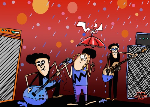 Cartoon: THE SHOW MUST GO ON (medium) by tonyp tagged arp,show,must,go,on,music,rain