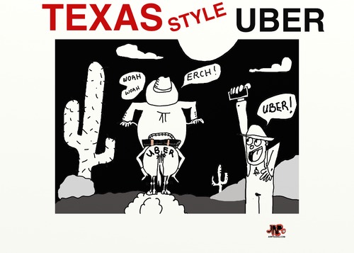 Cartoon: Uber in Texas (medium) by tonyp tagged arp,uber,texas,style,cab