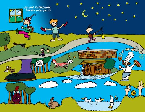 Cartoon: Heute mal was sportliches (medium) by The Ripple Brook tagged kinderlieder,cd,cover,rätselcartoon