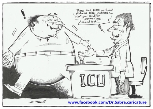 Cartoon: mechanical ventilation (medium) by mohamed sabra tagged medicine