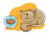 Cartoon: cat and fish (small) by dloewy tagged animals pets cat fish