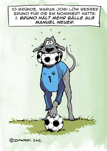 Cartoon: Bruno muss zur EM Teil 1 (medium) by dogtari tagged em,2012,bruno,dogge,hund,manuel,neuer,torwart,keeper