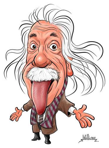Cartoon: Albert Einstein (medium) by William Medeiros tagged cari,cature,cinentist,genious