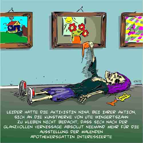 Cartoon: Dumme Aktivisten (medium) by eisi tagged aktivisten,kunst,kleben,dummheit