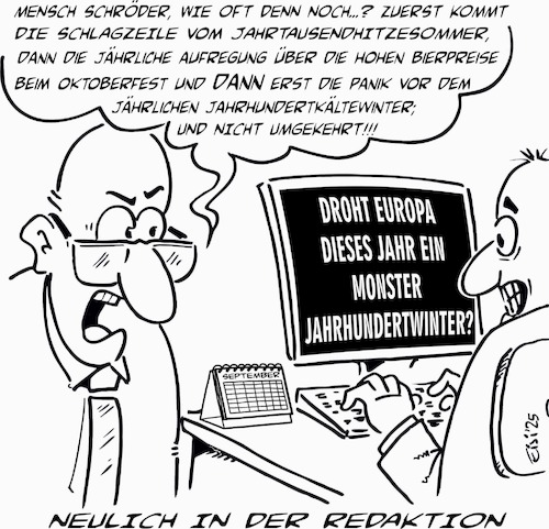 Cartoon: Schlagzeilen (medium) by eisi tagged medien,schlagzeilen,panik,good,news,are,bad,quick,and,dirty
