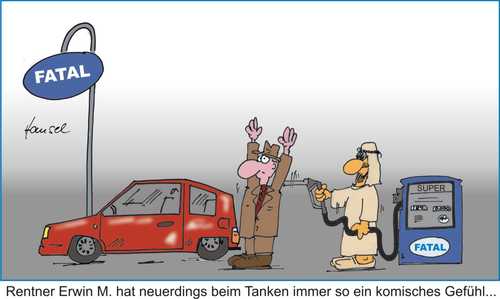 Cartoon: An der Tankstelle (medium) by Hansel tagged spritpreise,hansel