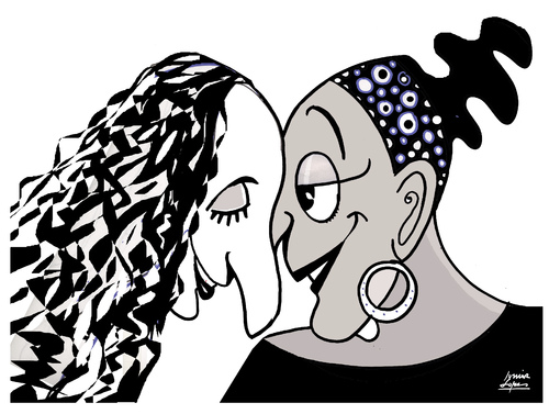 Cartoon: MariaBetania and Omara Portuondo (medium) by juniorlopes tagged bethania,omara,portuondo,bethania,omara,portuondo