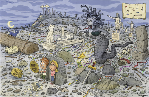 Cartoon: Meduzas puzzle (medium) by Marcelo Rampazzo tagged meduza,greece,history,meduza,greece,history