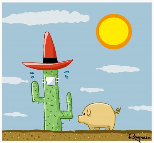 Cartoon: Mexico (medium) by Marcelo Rampazzo tagged mexico,pig,illustration,illustrationen,schwein,schweine,tier,tiere,kaktus,kakteen,mexiko,natur,umwelt,schwitzen