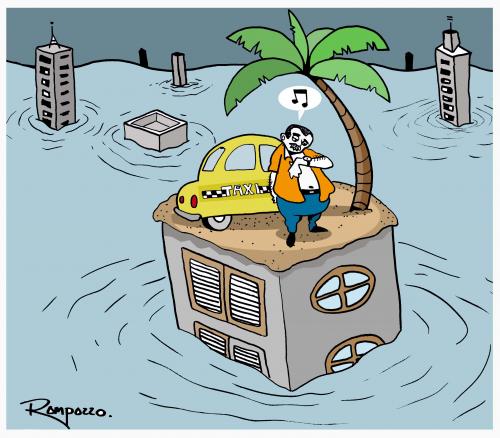 Cartoon: Out of order (medium) by Marcelo Rampazzo tagged out,of,order,flut,überflutet,hochwasser,wasser,überschwemmung,stadt,insel,palme,oase,rettung,taxifahrer,taxi,warten,uhrzeit,chaos,katastrophe
