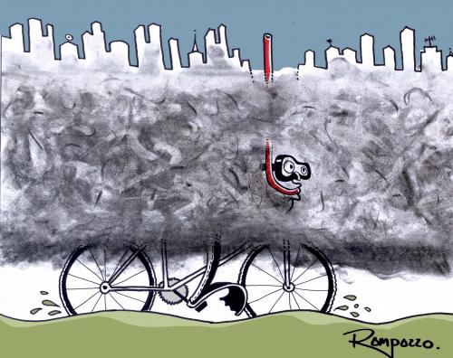 Cartoon: Sao Paulo Biker (medium) by Marcelo Rampazzo tagged sao,paulo,biker,,fahrrad,fahrradfahren,fahrzeug,fortbewegungsmittel,schnorchel,schnorcheln,smog,gesundheit,abgase,sao,paulo,stadt,rauch,schmut,verschmutzung,idee,innovation