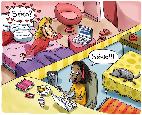 Cartoon: Serious (medium) by Marcelo Rampazzo tagged facebook,friends,love,relationship,facebook,liebe,kommunikation,internet