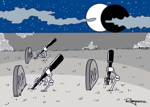 Cartoon: We want the moon (medium) by Marcelo Rampazzo tagged we,want,the,moon,,friedhof,gräber,grabsteine,skelett,untot,tot,tod,sterben,begraben,fernglas,fernrohr,nacht,mond,finsternis,beobachten,warten