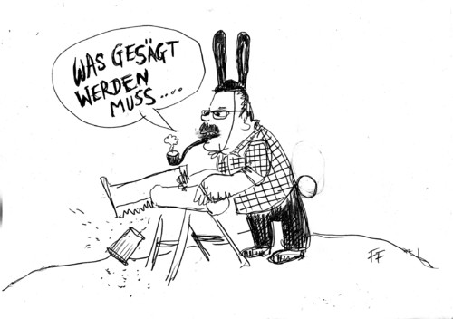 Cartoon: . (medium) by Florian France tagged ostern,sägen,sagen,holz,grass