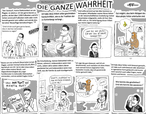 Cartoon: Die ganze Wahrheit (medium) by Florian France tagged zu,guttenberg,affäre,doktorarbeit