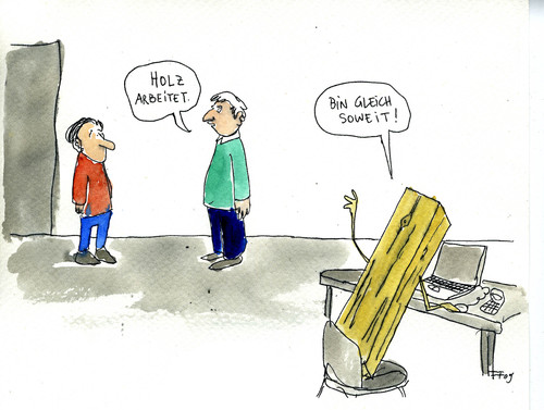 Cartoon: Holz arbeitet - version II (medium) by Florian France tagged holz,arbeit,freizeit