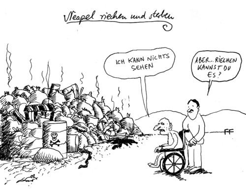 Cartoon: Neapel riechen und sterben (medium) by Florian France tagged müll,neapel,gestank,probleme,entsorgung,italien,napoli
