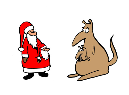 Cartoon: no title (medium) by Florian France tagged kanguruh,cangaroo,xmas,weihnachtsmann
