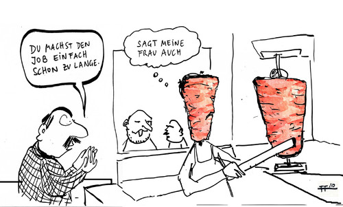 Cartoon: sagt meine frau auch (medium) by Florian France tagged döneria,döner,mann,arbeit,essen,macht,schöner