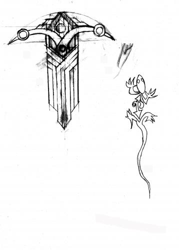 Cartoon: sword gecko (medium) by neudecker tagged sketch,drawing,sword,gecko