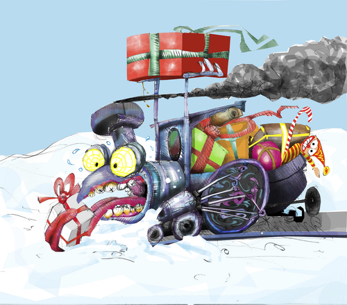 Cartoon: a Christmas train 2 (medium) by ivo tagged wow