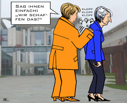 Cartoon: Rat von Freund-Innen (medium) by RachelGold tagged uk,deutschland,berlin,may,merkel,rat,tipp,wir,schaffen,das,brexit,eu,aufmunterung