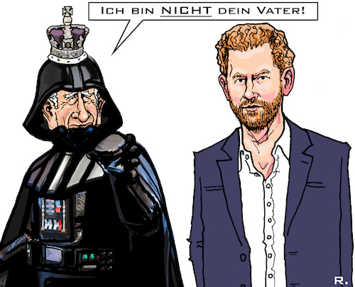 Cartoon: Vater? (medium) by RachelGold tagged uk,royals,king,charles,prince,harry,buch,spare,skandal,vater,darth,vader,star,wars,uk,royals,king,charles,prince,harry,buch,spare,skandal,vater,darth,vader,star,wars