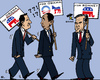 Cartoon: Desertion (small) by RachelGold tagged usa,pre,election,campaign,santorum,obama,romney,republicans,democrates