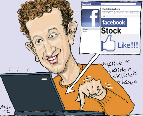 Cartoon: Facebook Stock (medium) by MarkusSzy tagged zuckerberg,mark,stock,facebook